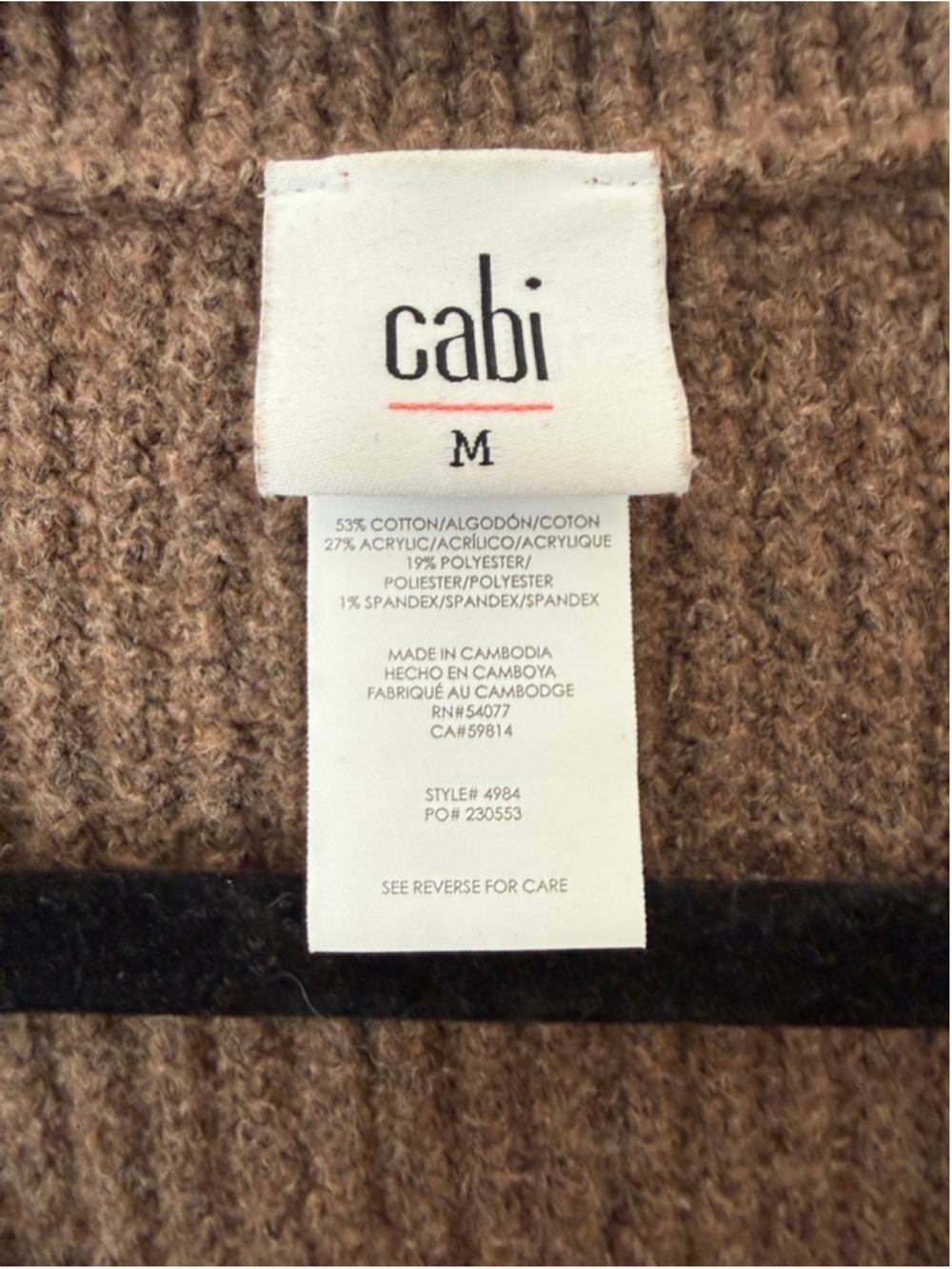 CAbi Mocha Pullover Brown Sweater Size M EUC - Picture 7 of 7